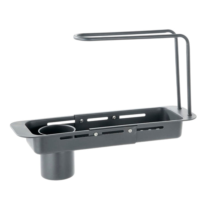 Retractable Sink Draining Rack With Filter Cup Silver Black