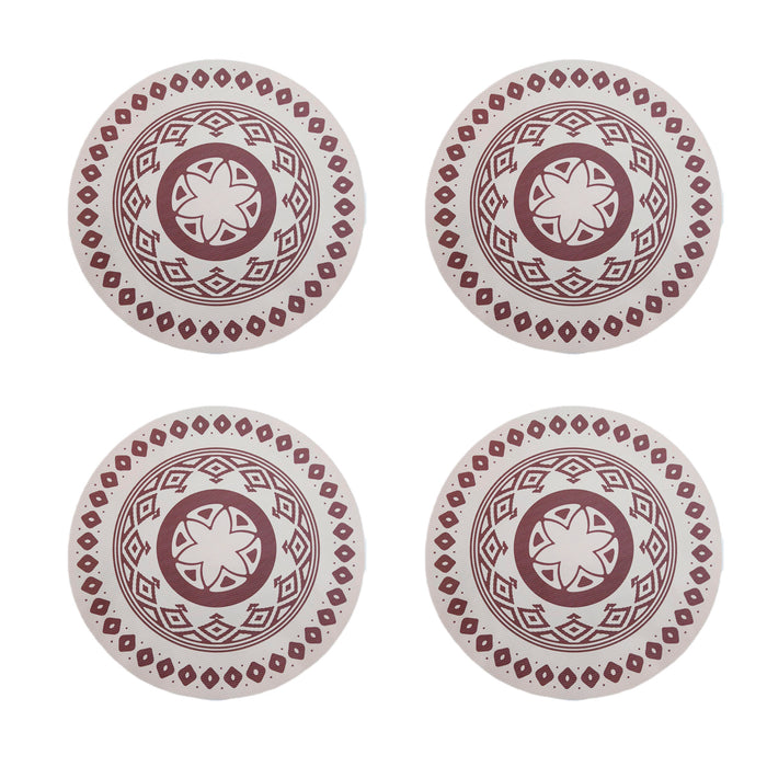 4PCS Round Bohemian Printed Waterproof PVC Dining Placemats