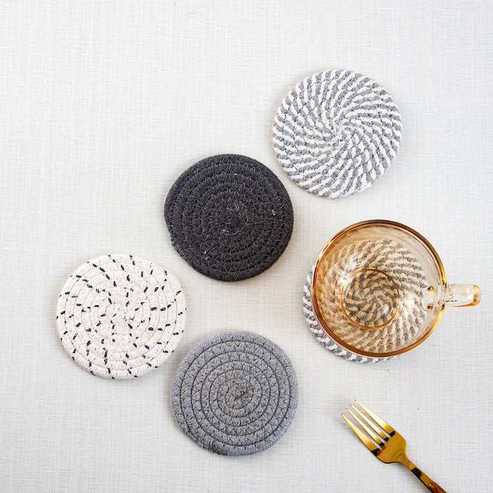 8pcs Round Cotton Woven Coaster, Dining Table Mat