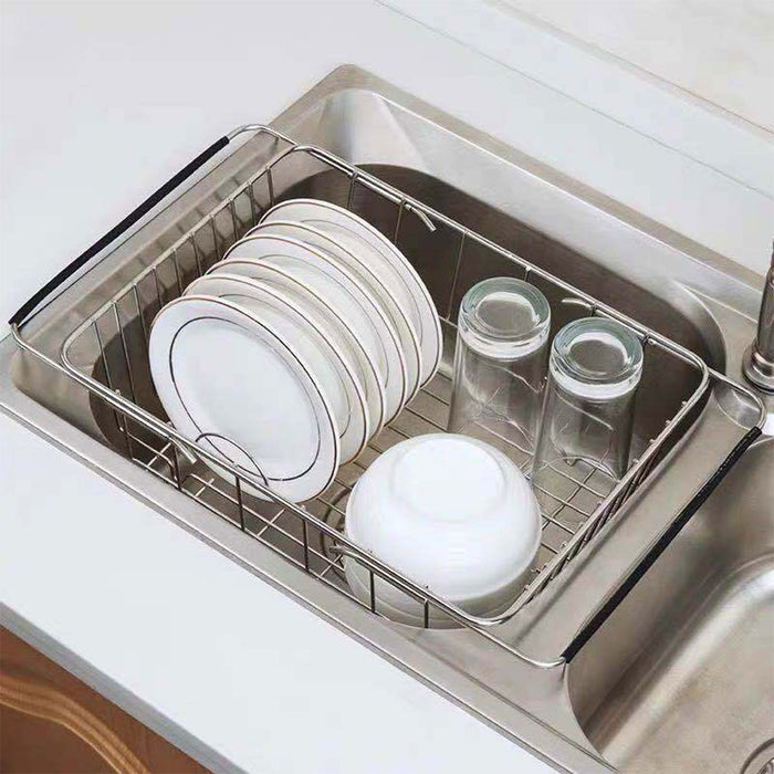 Stainless Steel Telescopic Sink Draining Basket Rack