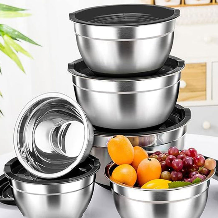 5 Piece Stainless Steel Mixing Bowl Set with Airtight Lids