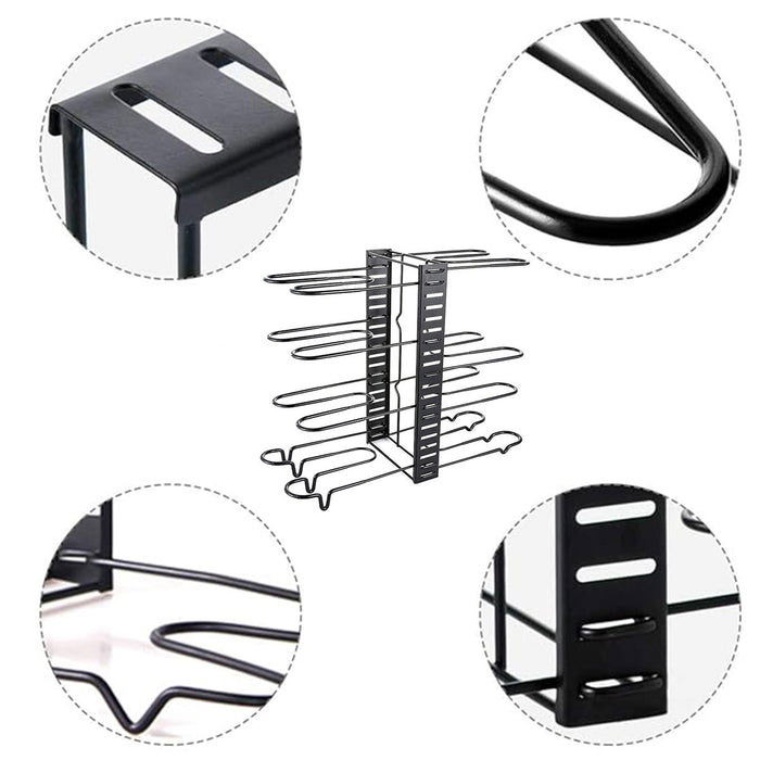 Pot Lid Storage Rack Foldable Multi Tier Iron Black