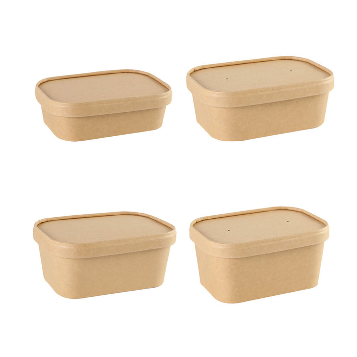 50 Pcs Kraft Paper Lunch Boxes with Lids Microwave Freezer Safe 580-1000 ml