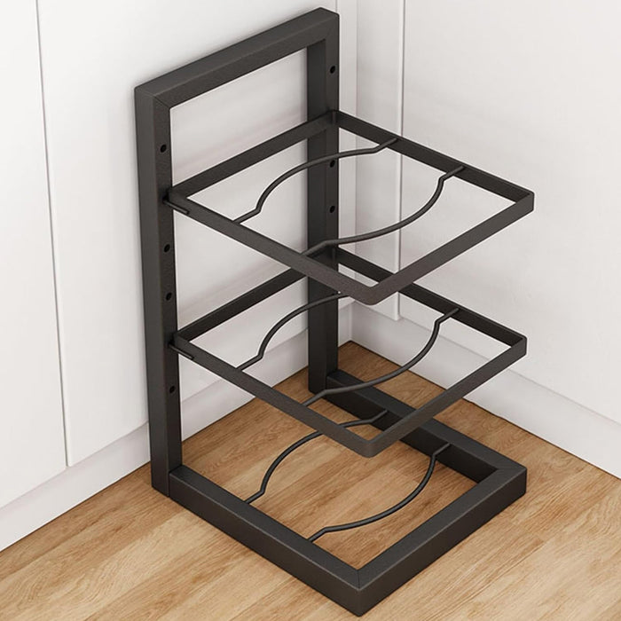 3-Layer Kitchen Pot Rack with Curved Supports Black