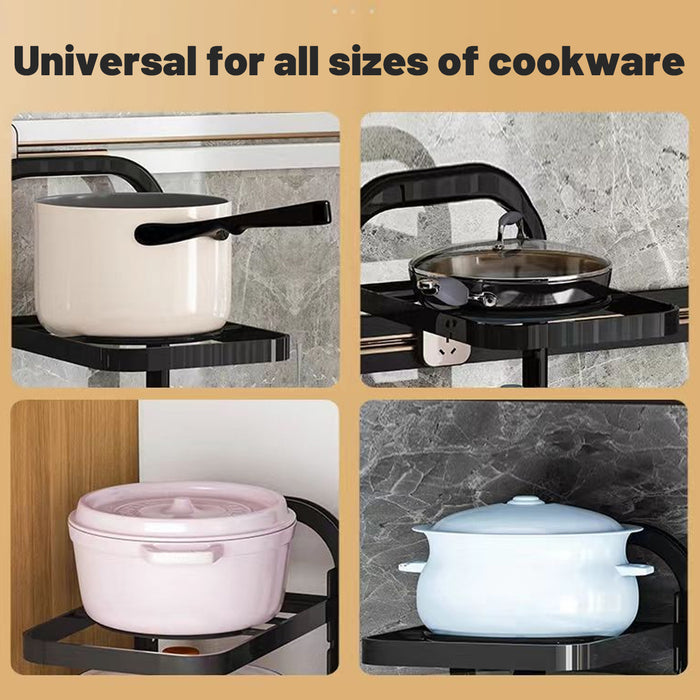 3-Layer Kitchen Pot Rack with Curved Supports Black