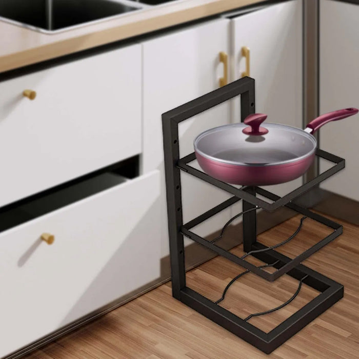 3-Layer Kitchen Pot Rack with Curved Supports Black