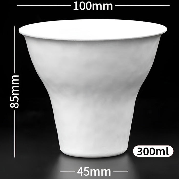 50 Pcs Sugarcane Pulp Ice Cream Cups White Biodegradable