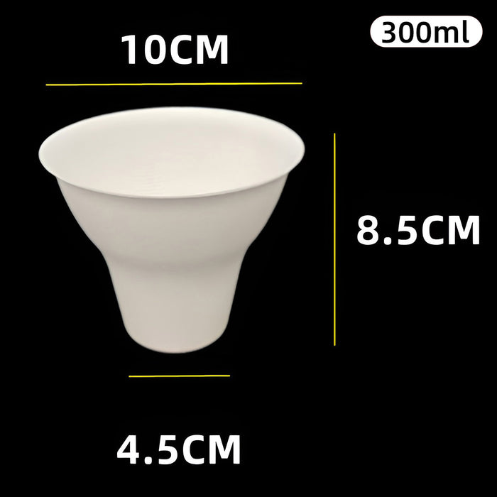 50 Pcs Sugarcane Pulp Ice Cream Cups White Biodegradable
