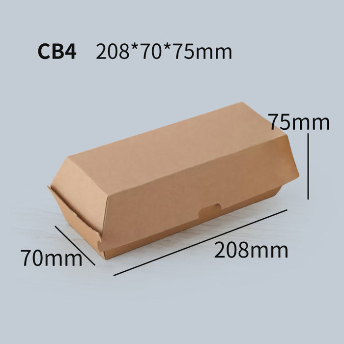 Kraft Paper Hot Dog Boxes - Corrugated Brown Takeaway Food Packaging