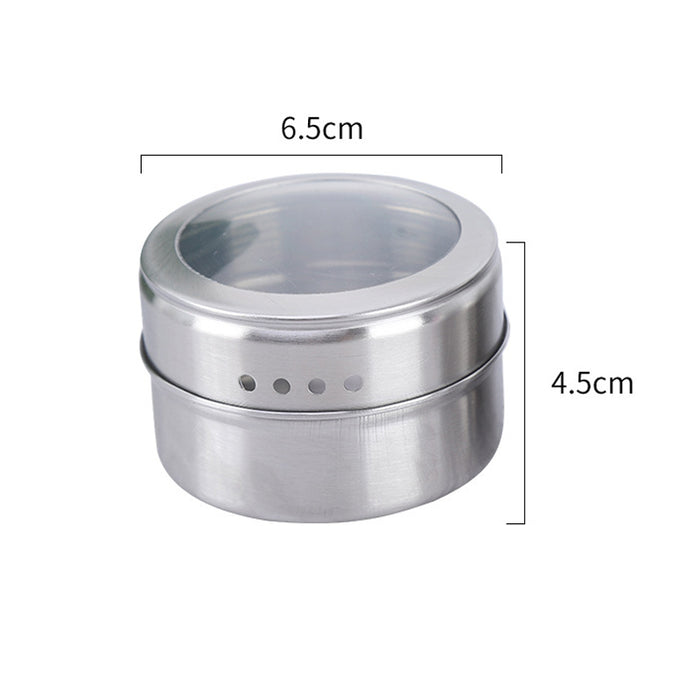 12Pcs Magnetic Stainless Steel Spice Storage Jars with Clear Lids