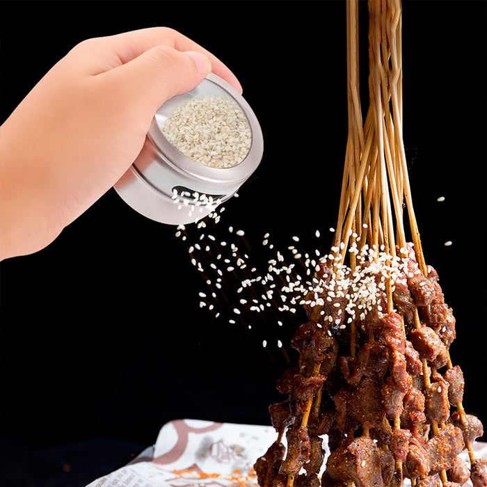 12Pcs Magnetic Stainless Steel Spice Storage Jars with Clear Lids