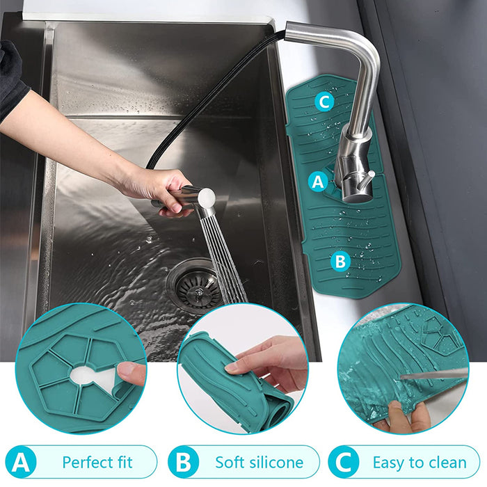 Silicone Faucet Splash Proof Mat Wrap Around Sink Protector
