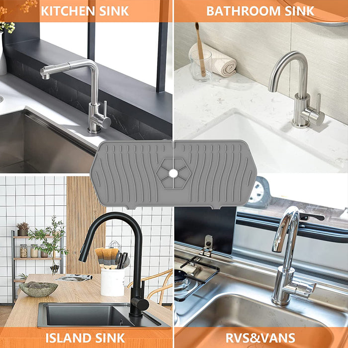 Silicone Faucet Splash Proof Mat Wrap Around Sink Protector