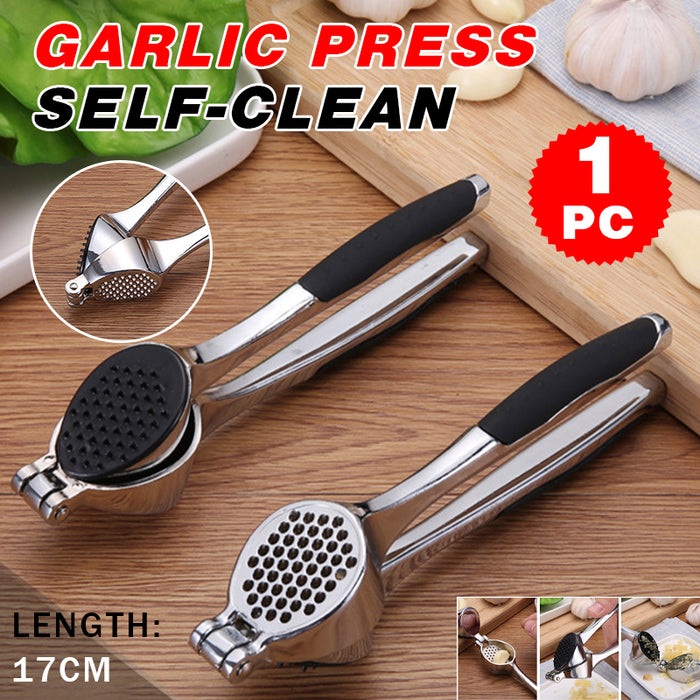 Stainless Steel Garlic Press Self-Cleaning Kitchen Tool