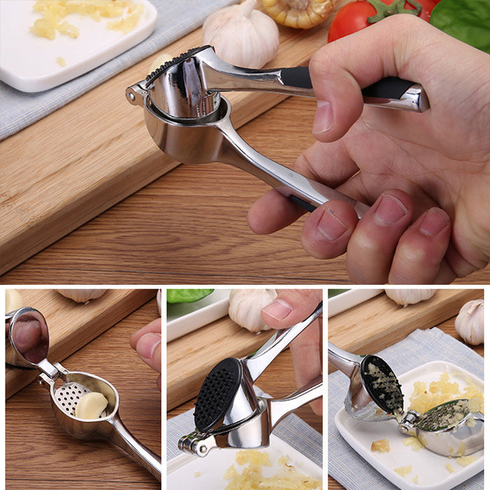 Stainless Steel Garlic Press Self-Cleaning Kitchen Tool
