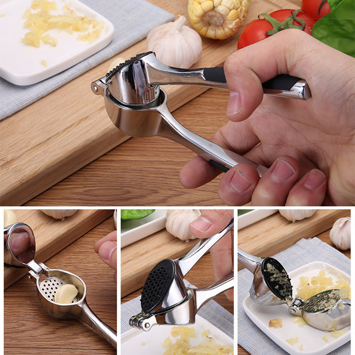 Stainless Steel Garlic Press Self-Cleaning Kitchen Tool