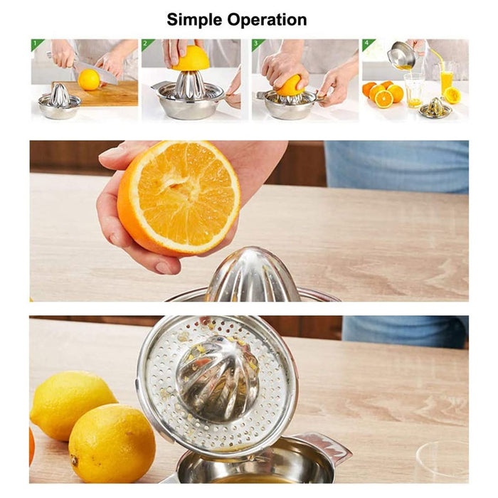 Stainless Steel Manual Citrus Juicer with Bottom Bowl