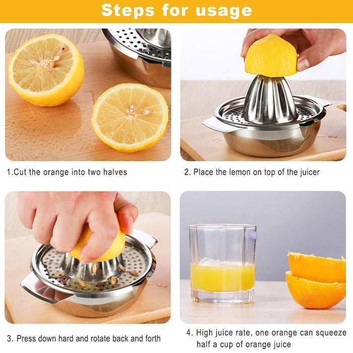 Stainless Steel Manual Citrus Juicer with Bottom Bowl