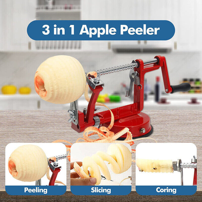 3-in-1 Multifunction Fruit Cutter Peeler and Corer with Adjustable Blades Red