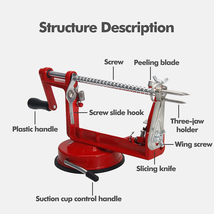 3-in-1 Multifunction Fruit Cutter Peeler and Corer with Adjustable Blades Red