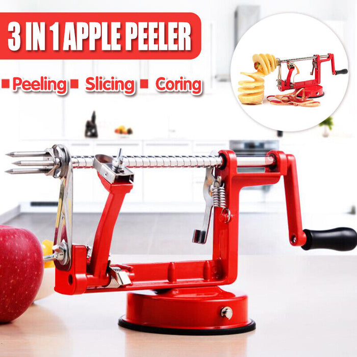 3-in-1 Multifunction Fruit Cutter Peeler and Corer with Adjustable Blades Red