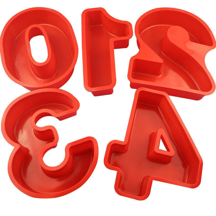 10 Inch Silicone Number Cake Mould 0–9 Non Stick Red