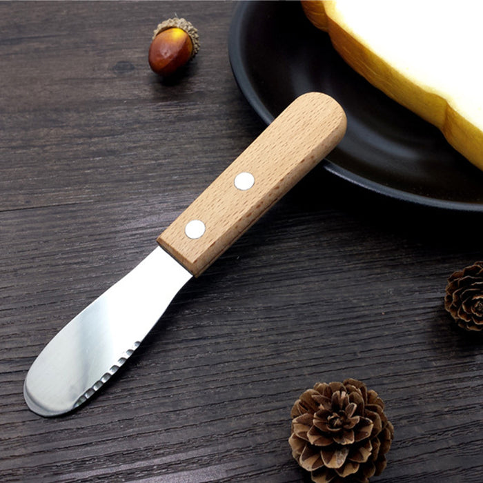 2 Pcs Butter Knife Spreader Stainless Steel Wood Handle 13cm