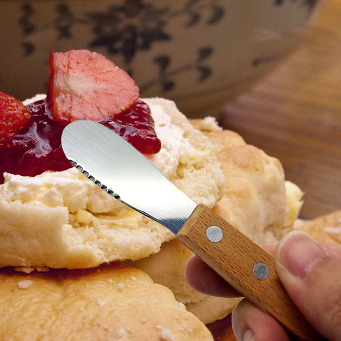 2 Pcs Butter Knife Spreader Stainless Steel Wood Handle 13cm