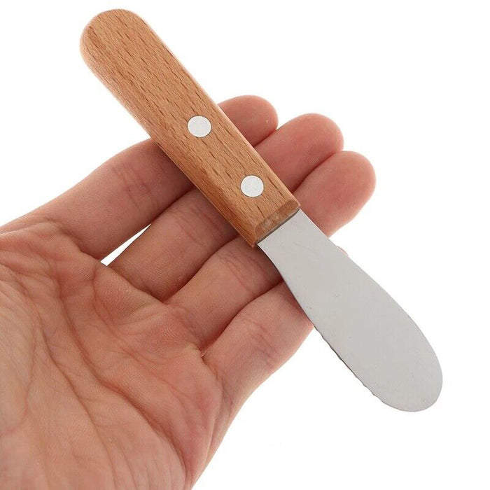 2 Pcs Butter Knife Spreader Stainless Steel Wood Handle 13cm