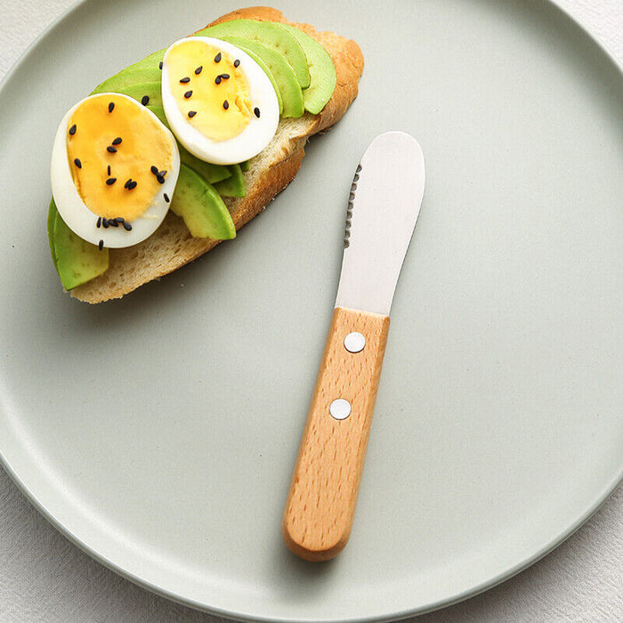 2 Pcs Butter Knife Spreader Stainless Steel Wood Handle 13cm