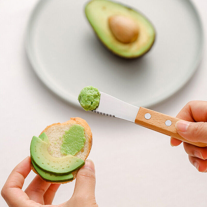 2 Pcs Butter Knife Spreader Stainless Steel Wood Handle 13cm