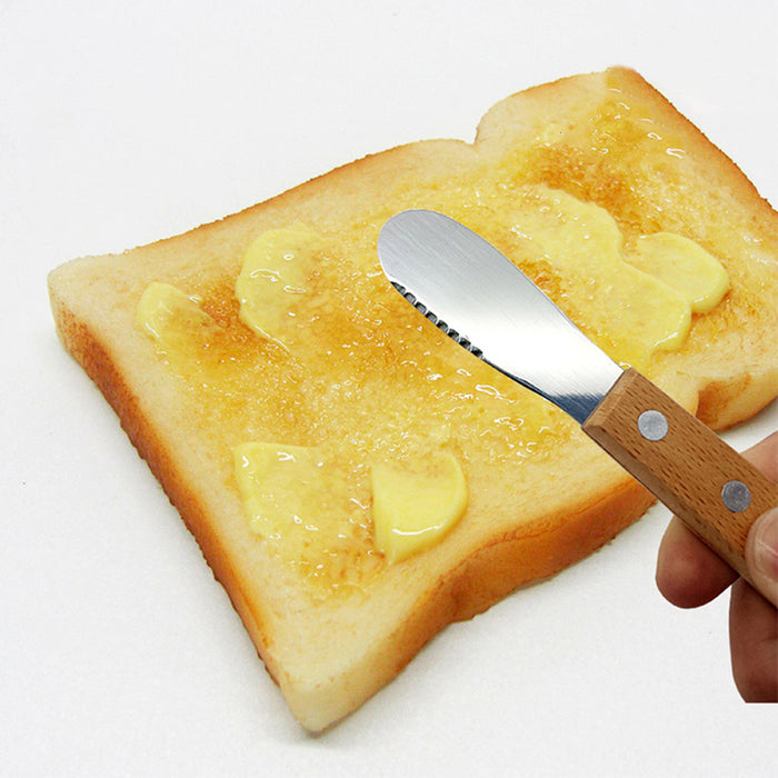 2 Pcs Butter Knife Spreader Stainless Steel Wood Handle 13cm