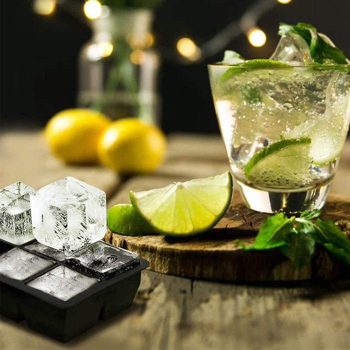 Ice Cube Tray 8-Grid Large Silicone Non-Stick Black