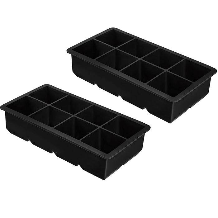 Ice Cube Tray 8-Grid Large Silicone Non-Stick Black