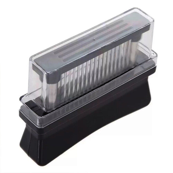 Stainless Steel Meat Tenderizer Needle Tool with 21 Prongs and Safety Lock Black