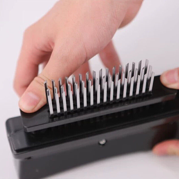 Stainless Steel Meat Tenderizer Needle Tool with 21 Prongs and Safety Lock Black