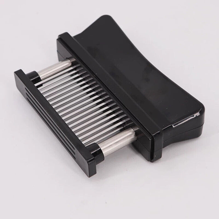 Stainless Steel Meat Tenderizer Needle Tool with 21 Prongs and Safety Lock Black