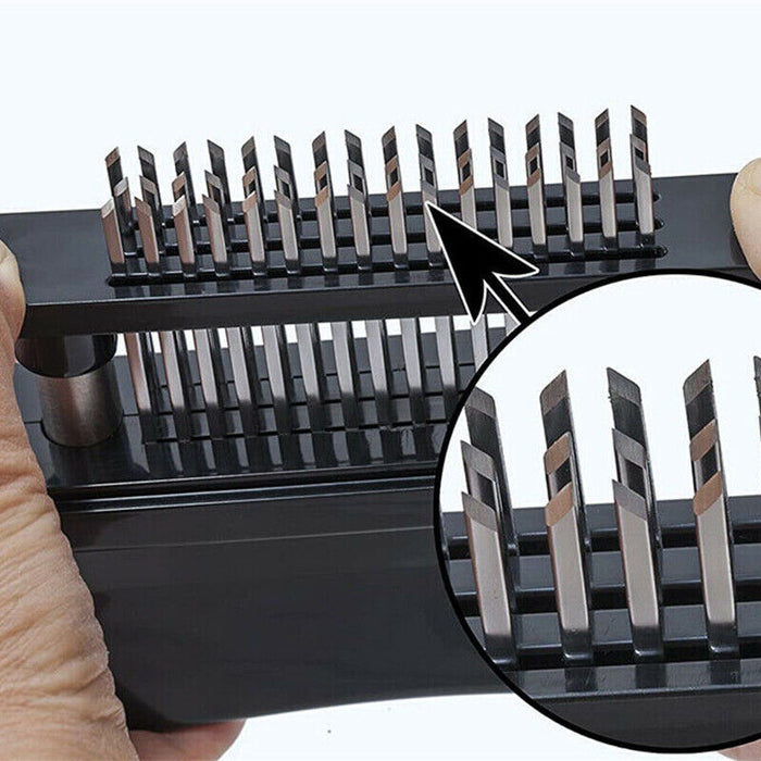 Stainless Steel Meat Tenderizer Needle Tool with 21 Prongs and Safety Lock Black