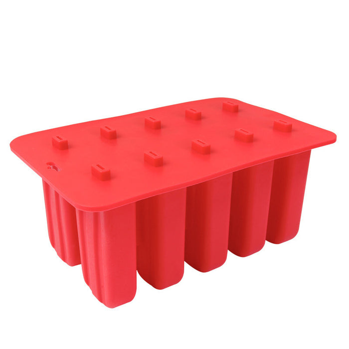 Ice Pop Mold Set with 10 Cells BPA-Free Silicone Red