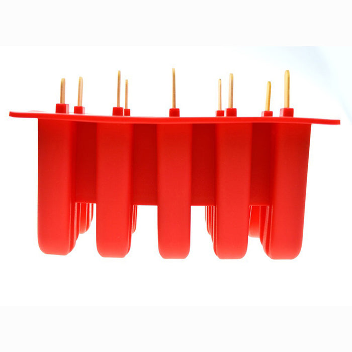 Ice Pop Mold Set with 10 Cells BPA-Free Silicone Red