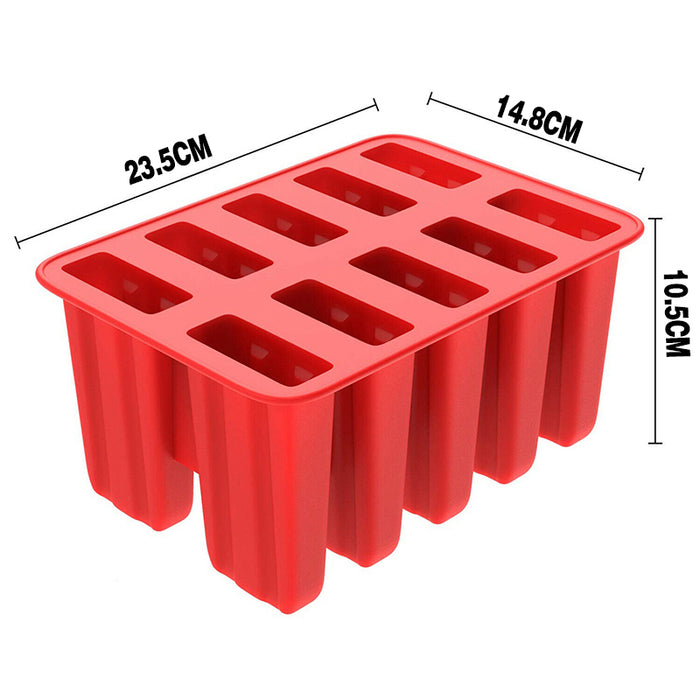Ice Pop Mold Set with 10 Cells BPA-Free Silicone Red