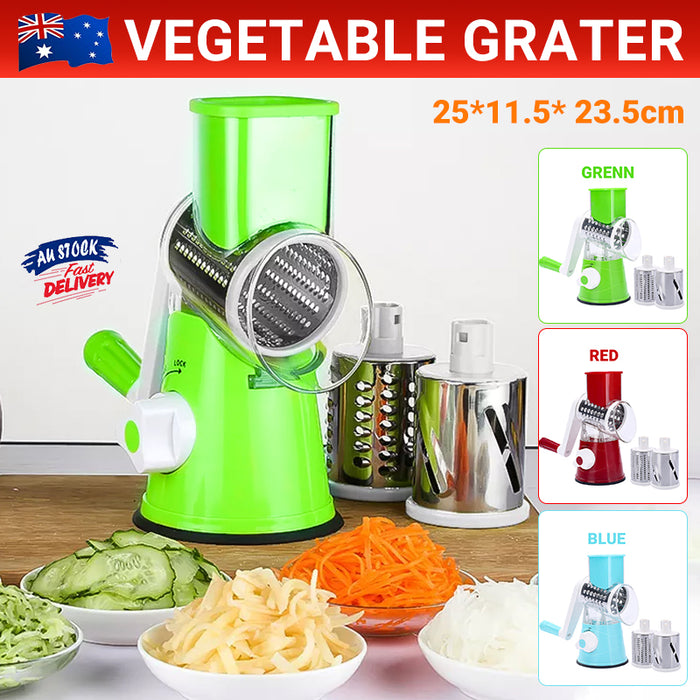 Rotary Drum Vegetable Slicer with 3 Drums Suction Base