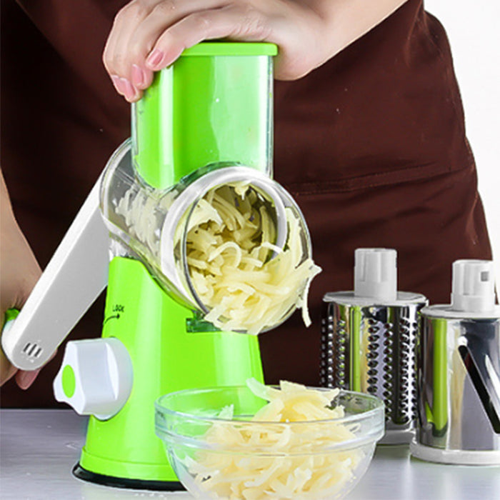 Rotary Drum Vegetable Slicer with 3 Drums Suction Base