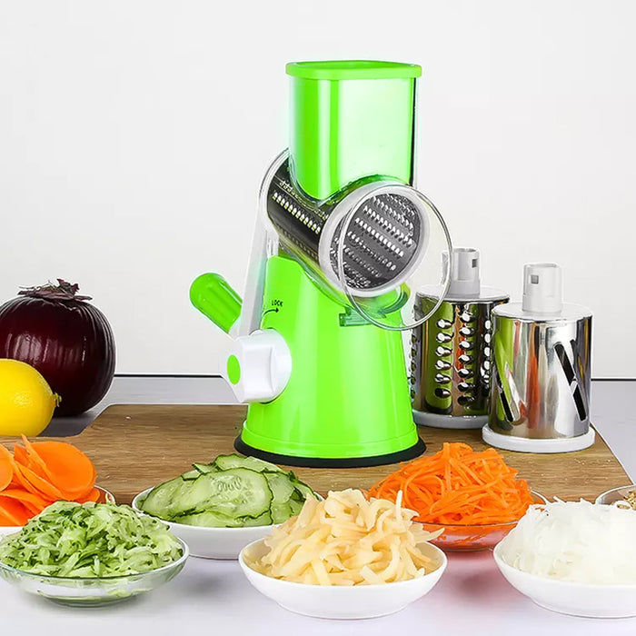 Rotary Drum Vegetable Slicer with 3 Drums Suction Base
