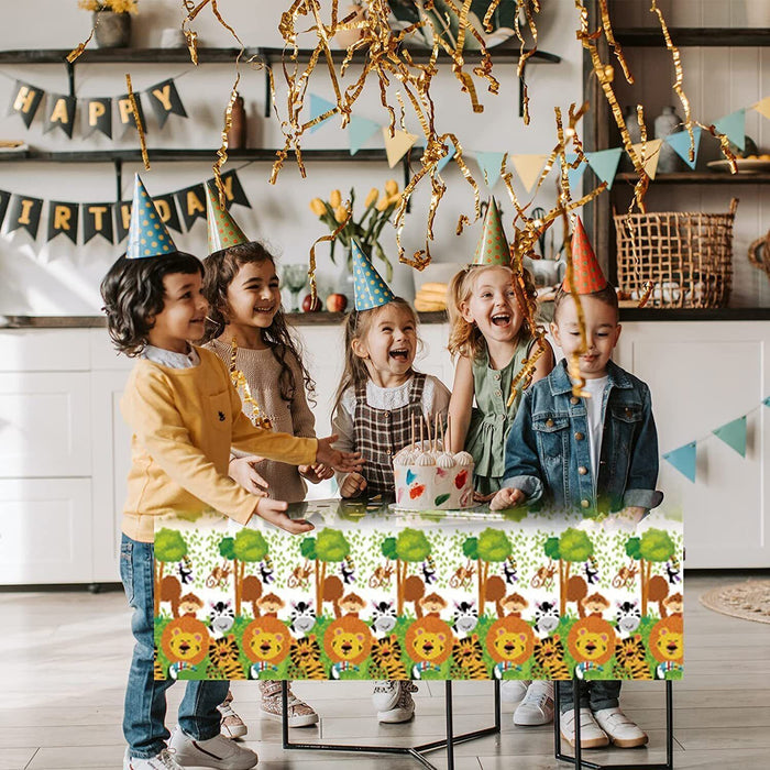 Jungle Animal Tablecloth Waterproof Plastic Party Cover 220×130cm