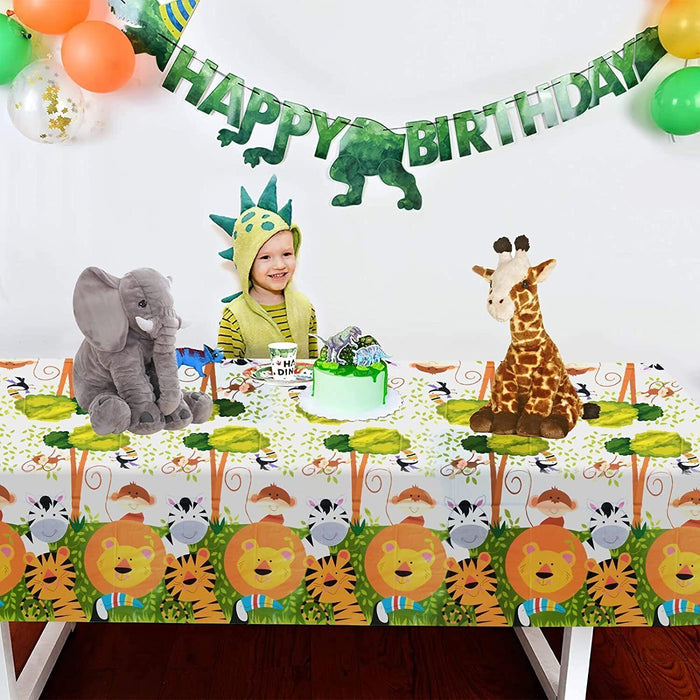 Jungle Animal Tablecloth Waterproof Plastic Party Cover 220×130cm