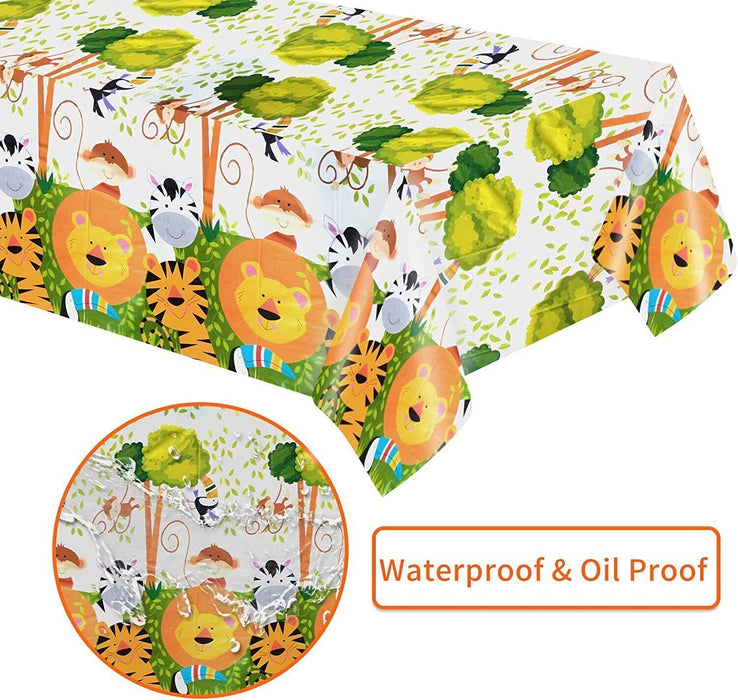 Jungle Animal Tablecloth Waterproof Plastic Party Cover 220×130cm