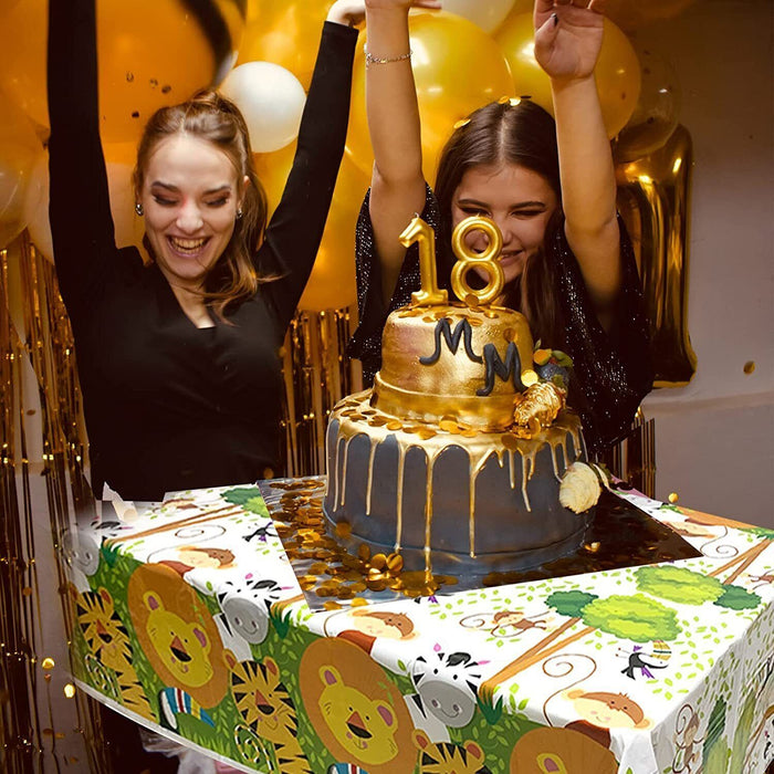 Jungle Animal Tablecloth Waterproof Plastic Party Cover 220×130cm