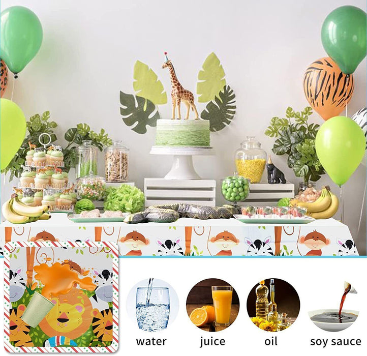 Jungle Animal Tablecloth Waterproof Plastic Party Cover 220×130cm