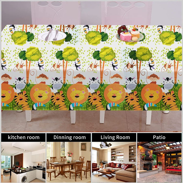 Jungle Animal Tablecloth Waterproof Plastic Party Cover 220×130cm